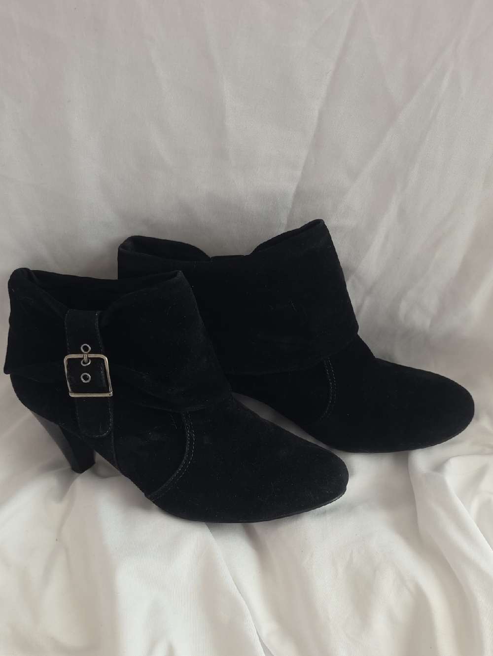 Mudd Black Suede Ankle Boots with Buckle Strap